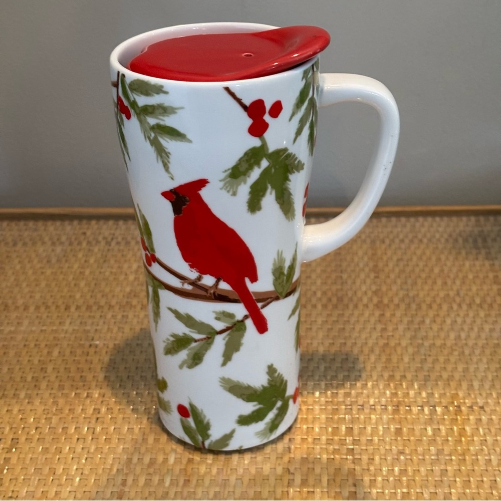 Tag Cardinal Travel Ceramic Mug with Red Lid new with tags!